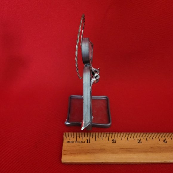 Vintage Stained Glass Free Standing Angel Holding a Star Blue Suncatcher - Picture 8 of 12